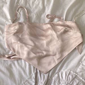 Pastel pink rose gold silky top